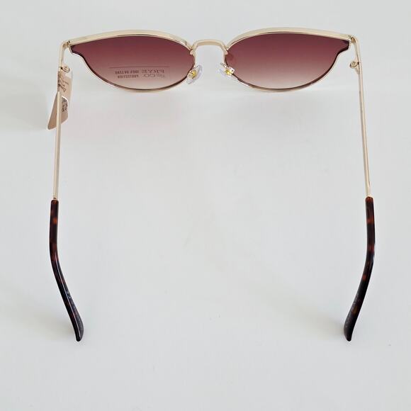 Frye Gold Cat Eye Frame Brown Ombre Tint Lense Oversized Sunglasses 100% UV - Picture 2 of 8